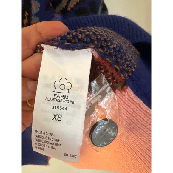 Farm Rio Toucans Mixed Scarf Print Oversized Sweater - XS - Picture 4 of 9